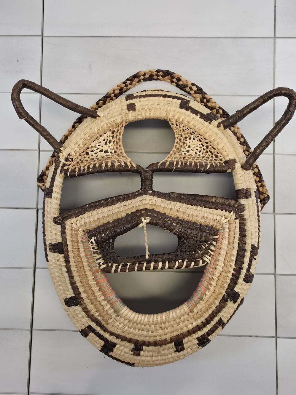 VTG Panama Embera Native American Hand Woven Figural Animal Mask Basketry Decor